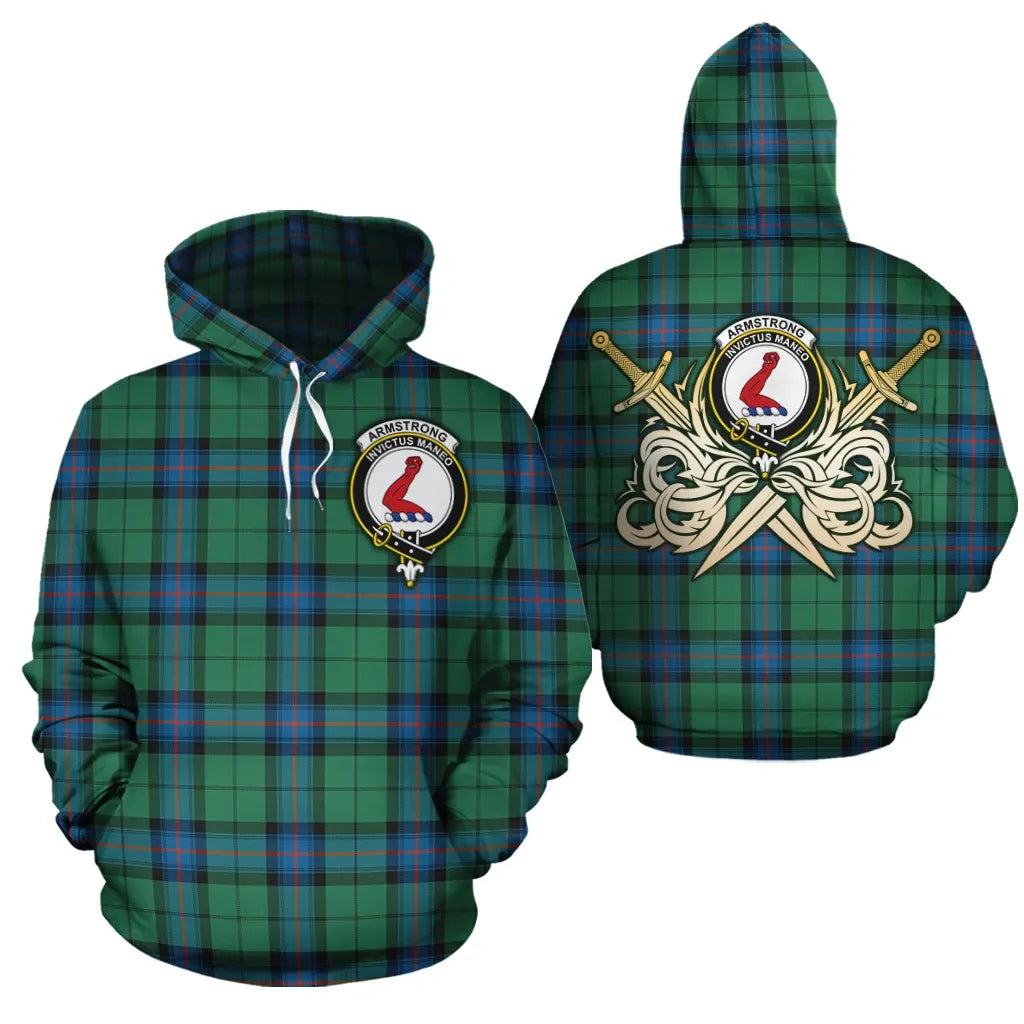 Printivon Armstrong Ancient Clan Crest Tartan Scottish Gold Thistle Hoodie