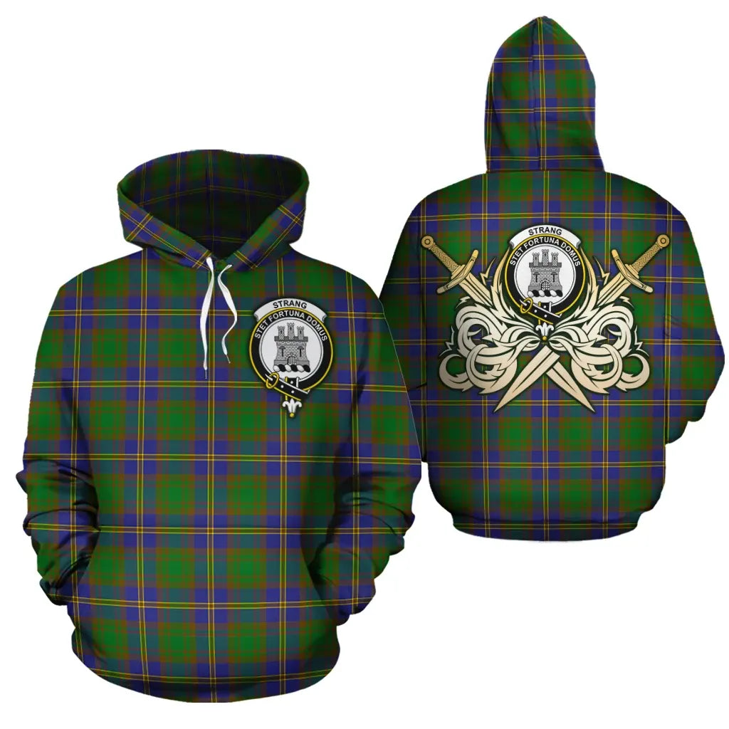 Printivon Strange Of Balkaskie Clan Crest Tartan Scottish Gold Thistle Hoodie