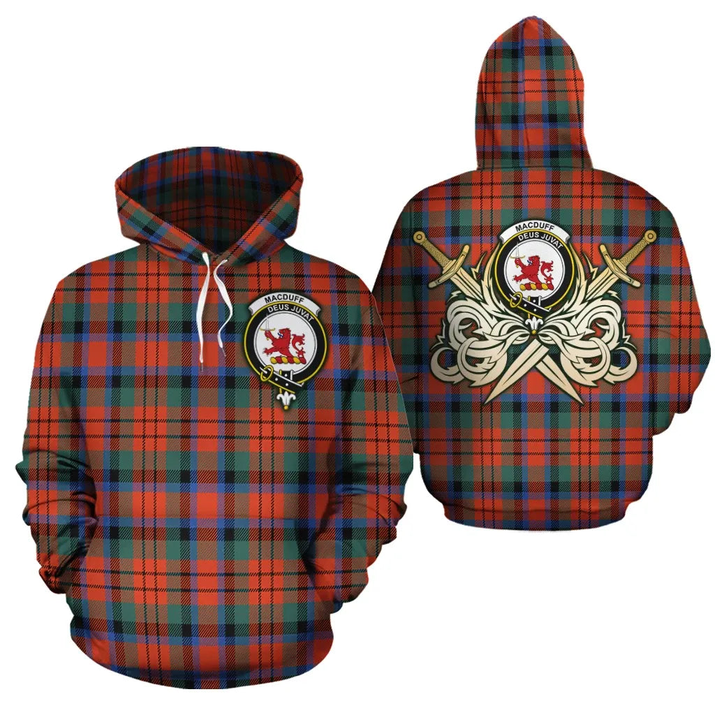 Printivon Macduff Ancient Clan Crest Tartan Scottish Gold Thistle Hoodie