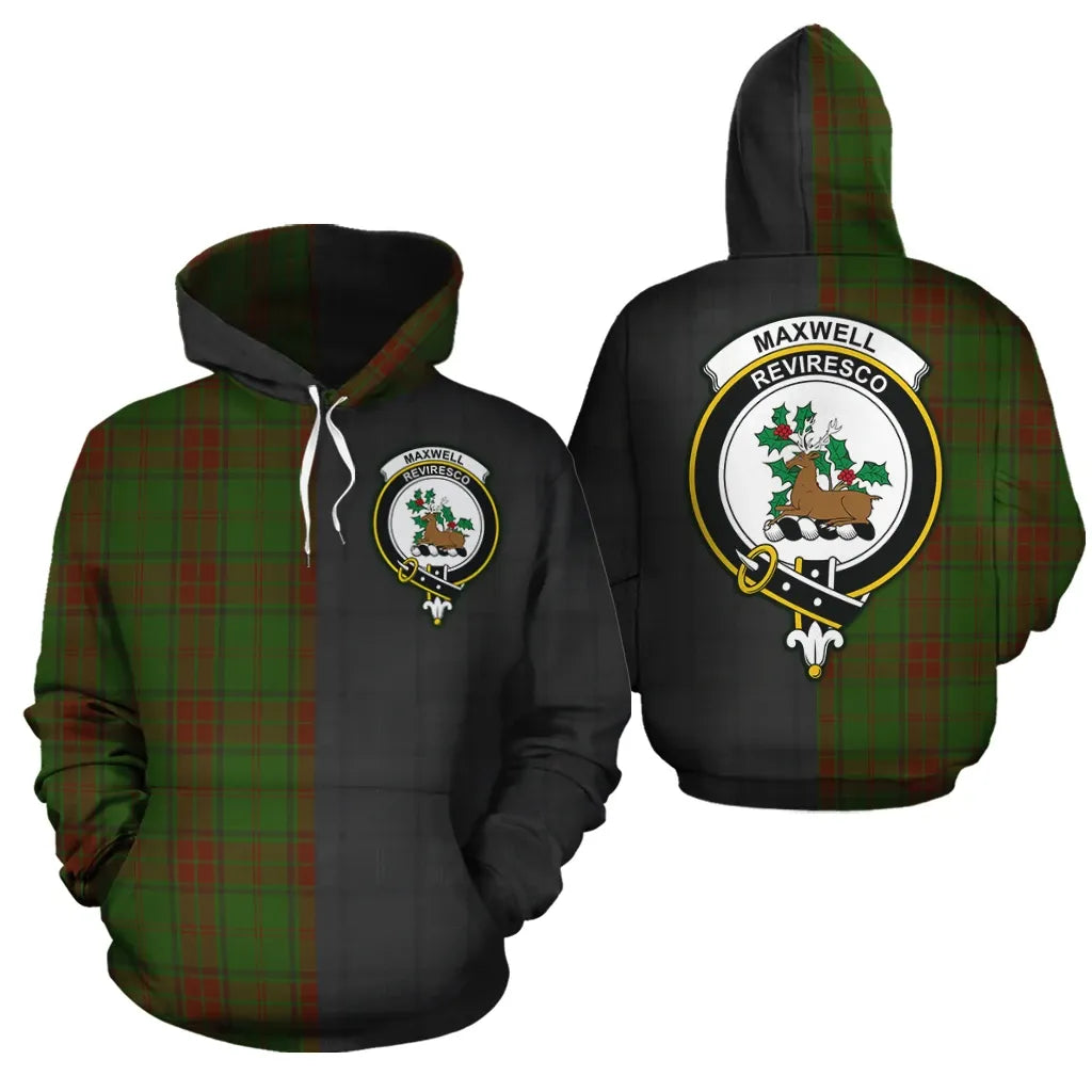 Printivon Maxwell Hunting Clan Half Of Me New Version Crest Tartan Hoodie
