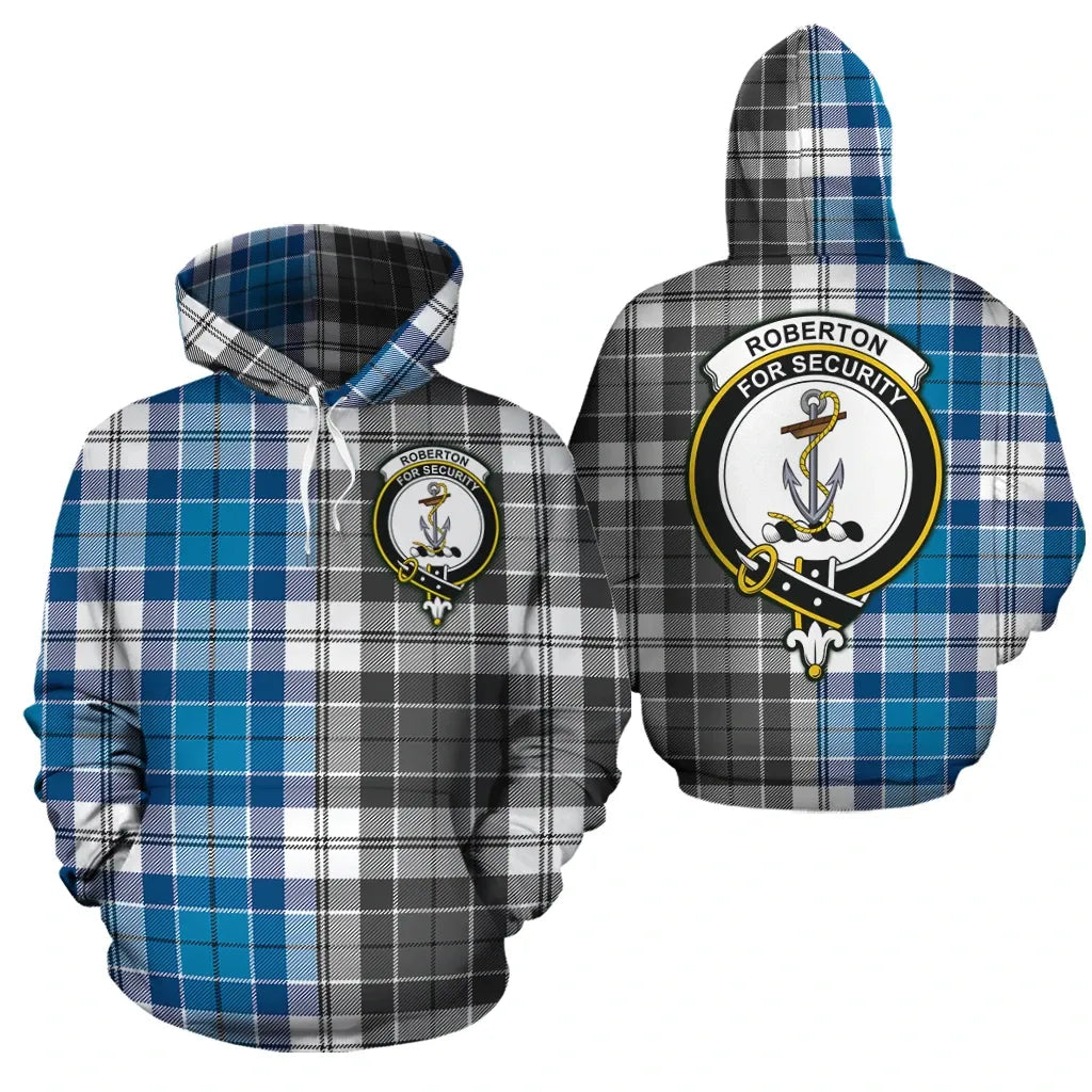 Printivon Roberton Clan Half Of Me New Version Crest Tartan Hoodie