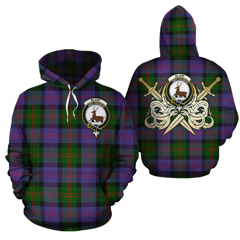 Printivon Blair Modern Clan Crest Tartan Scottish Gold Thistle Hoodie