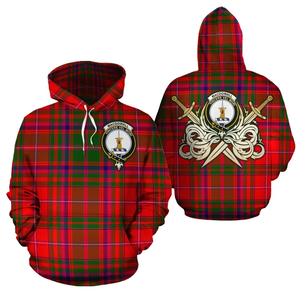 Printivon Macdowall Clan Crest Tartan Scottish Gold Thistle Hoodie