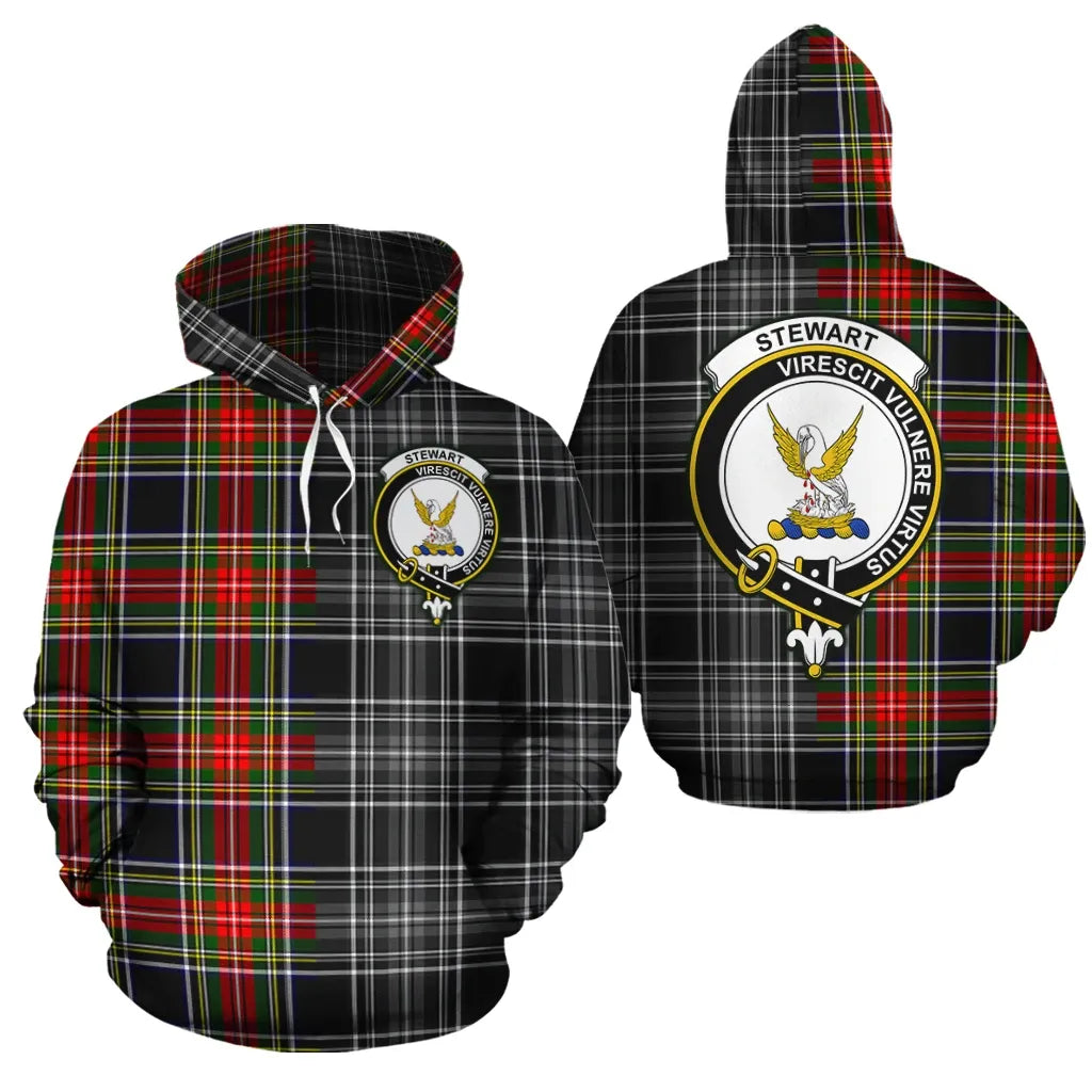 Printivon Stewart Black Clan Half Of Me New Version Crest Tartan Hoodie