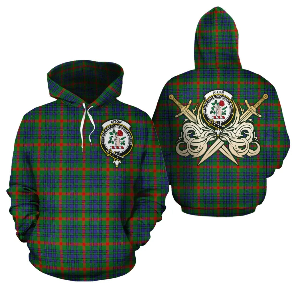 Printivon Aiton Clan Crest Tartan Scottish Gold Thistle Hoodie