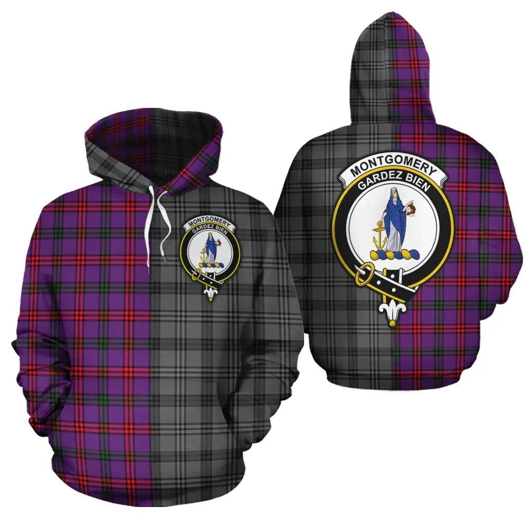 Printivon Montgomery Modern Clan Half Of Me New Version Crest Tartan Hoodie