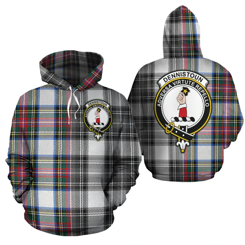 Printivon Dennistoun Clan Half Of Me New Version Crest Tartan Hoodie