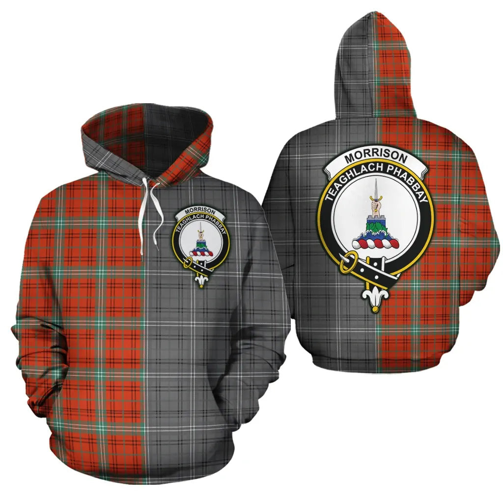Printivon Morrison Red Ancient Clan Half Of Me New Version Crest Tartan Hoodie