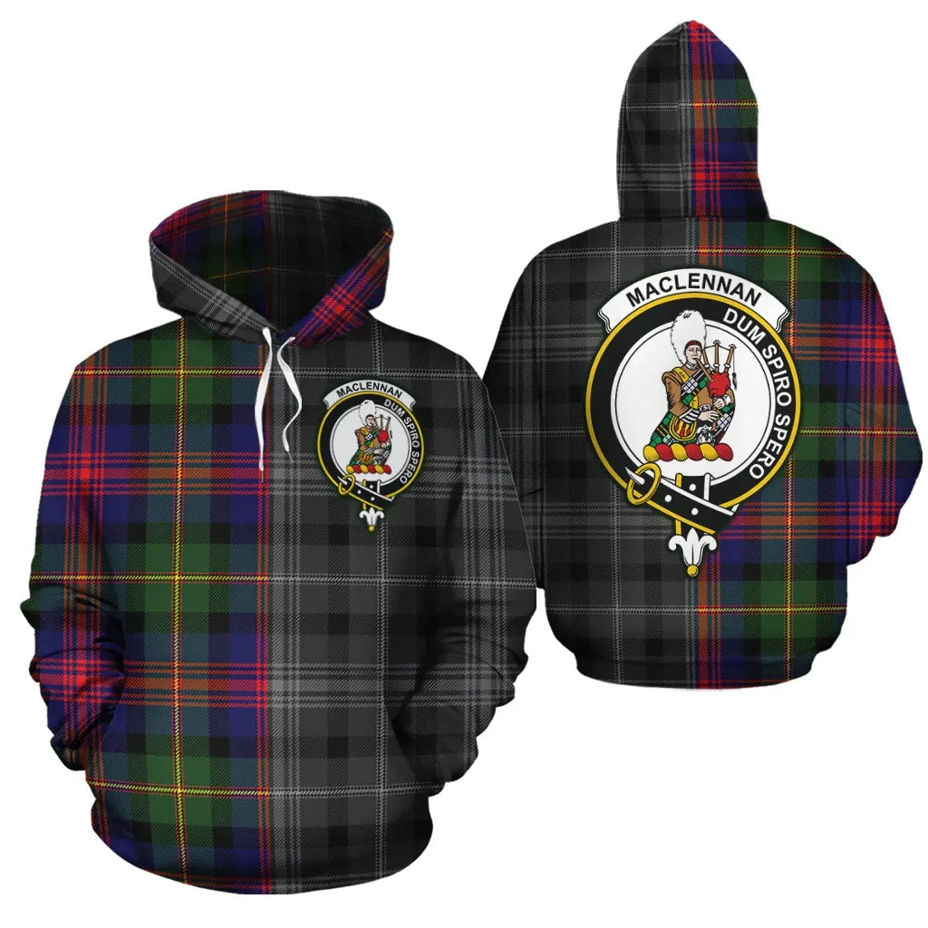 Printivon Maclennan Clan Half Of Me New Version Crest Tartan Hoodie
