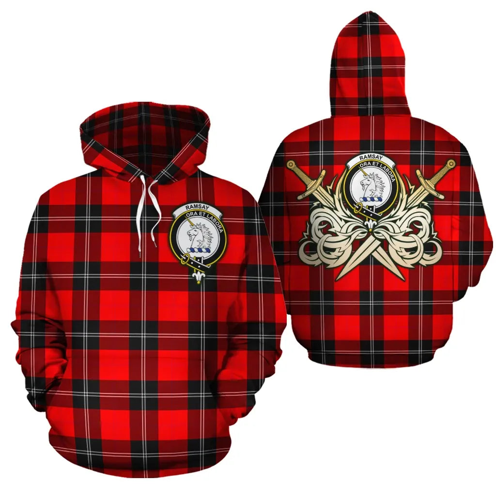 Printivon Ramsay Modern Clan Crest Tartan Scottish Gold Thistle Hoodie