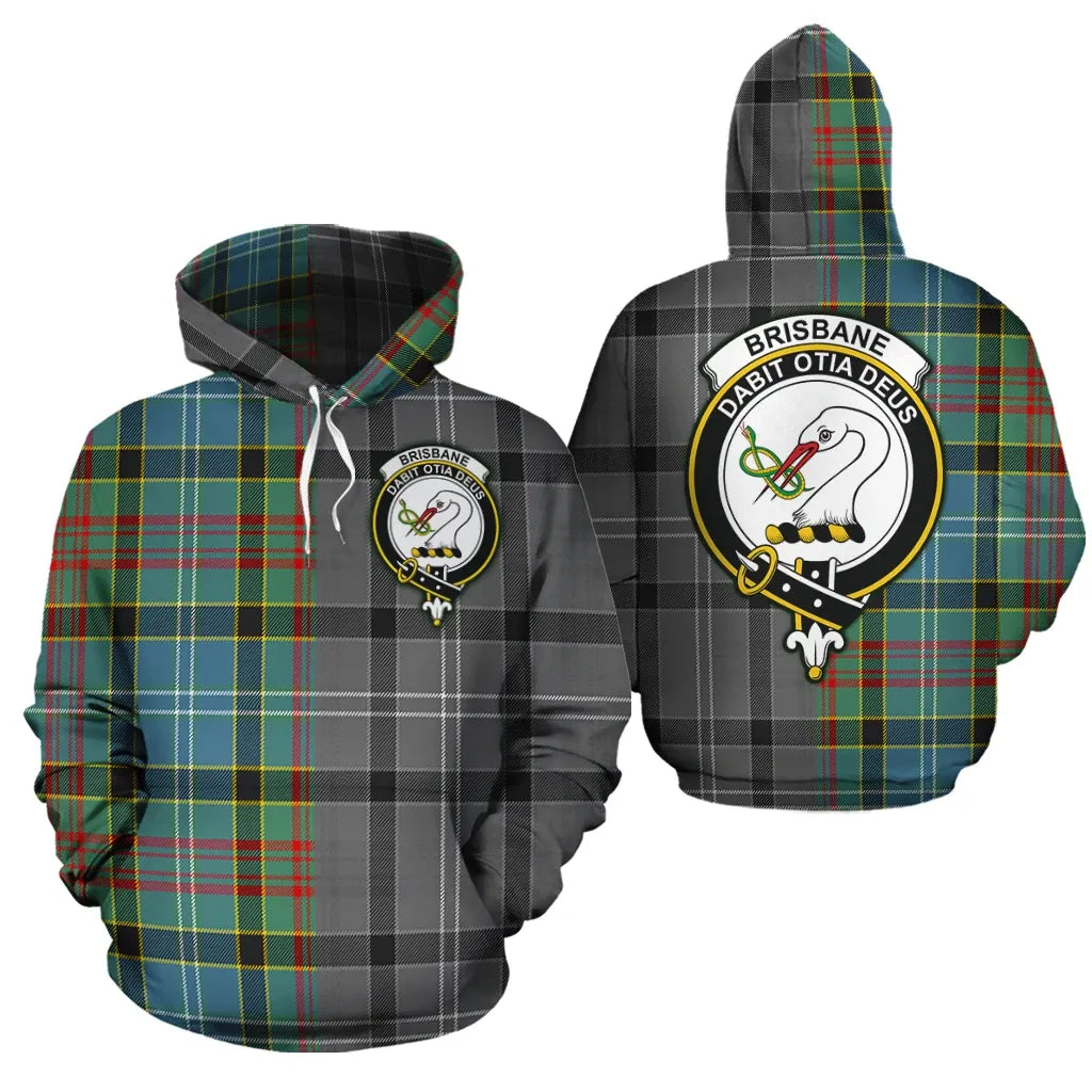 Printivon Brisbane Modern Clan Half Of Me New Version Crest Tartan Hoodie