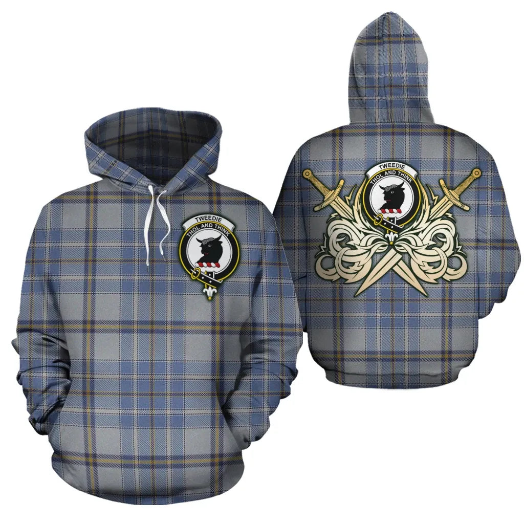 Printivon Tweedie Clan Crest Tartan Scottish Gold Thistle Hoodie