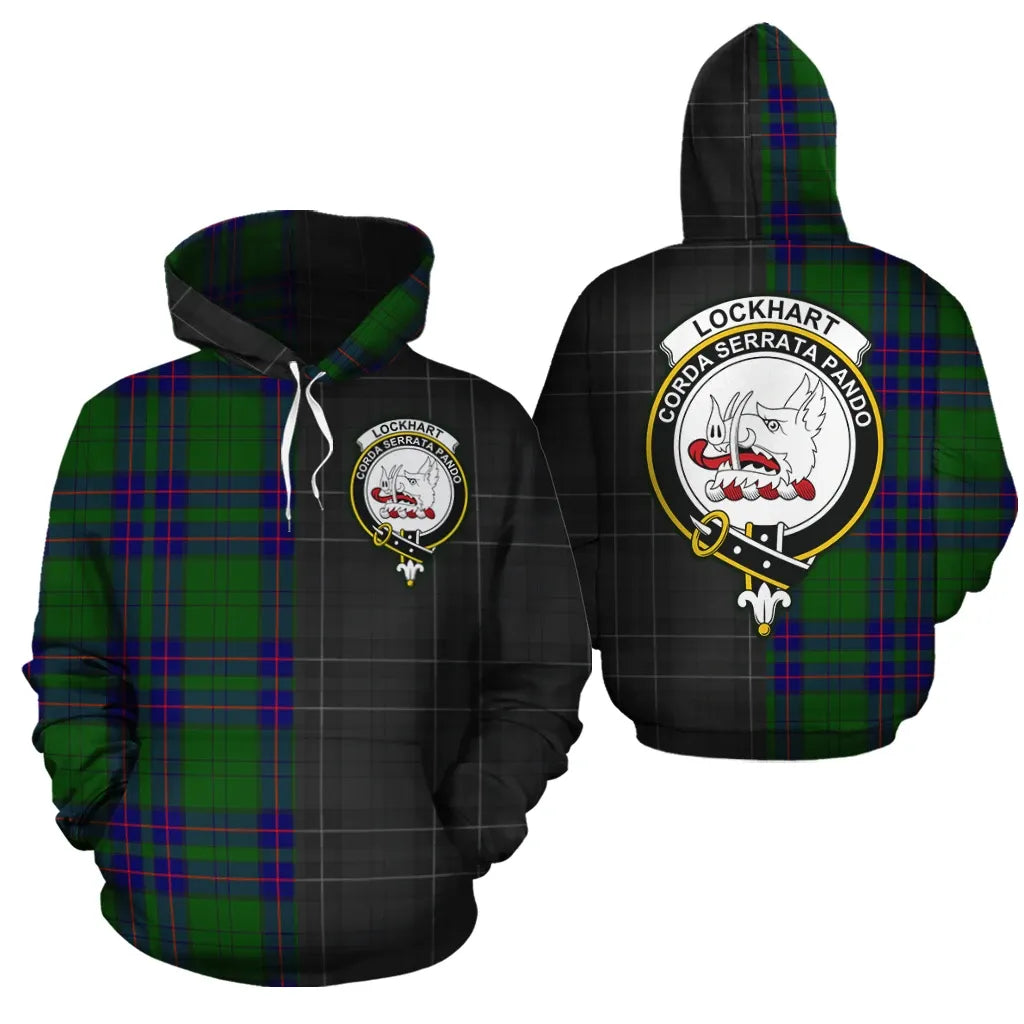 Printivon Lockhart Modern Clan Half Of Me New Version Crest Tartan Hoodie