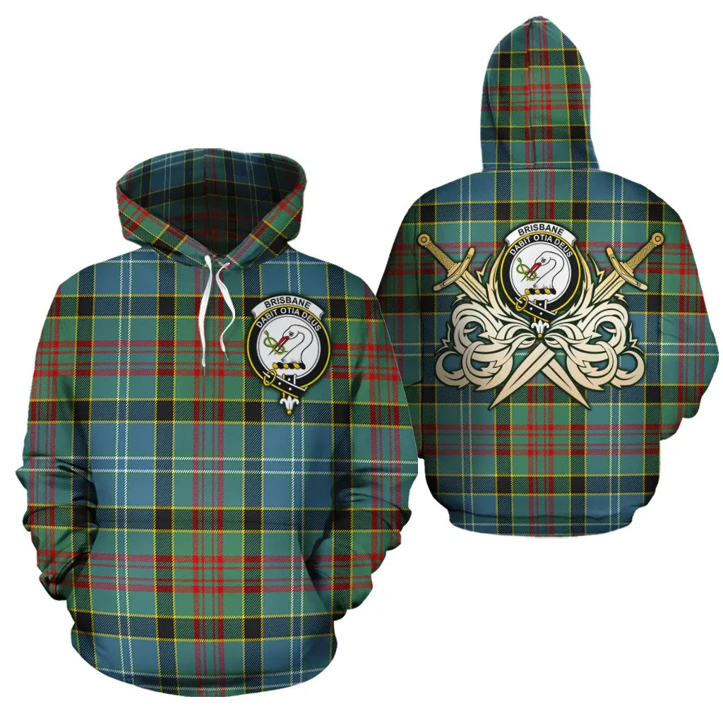 Printivon Brisbane Modern Clan Crest Tartan Scottish Gold Thistle Hoodie