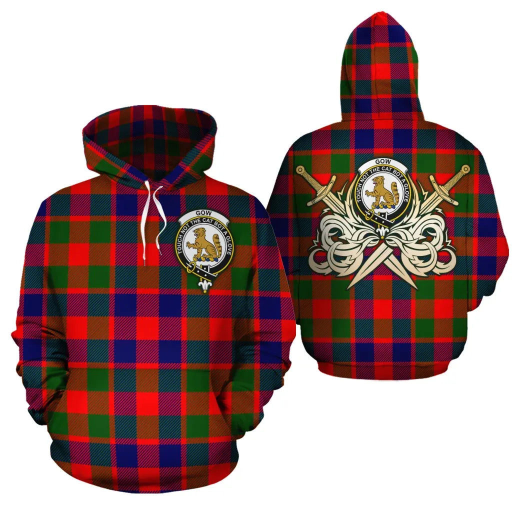 Printivon Gow Of Mcgouan Clan Crest Tartan Scottish Gold Thistle Hoodie