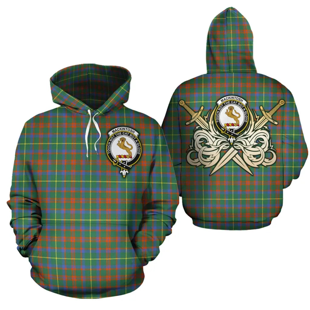 Printivon Mackintosh Hunting Ancient Clan Crest Tartan Scottish Gold Thistle Hoodie