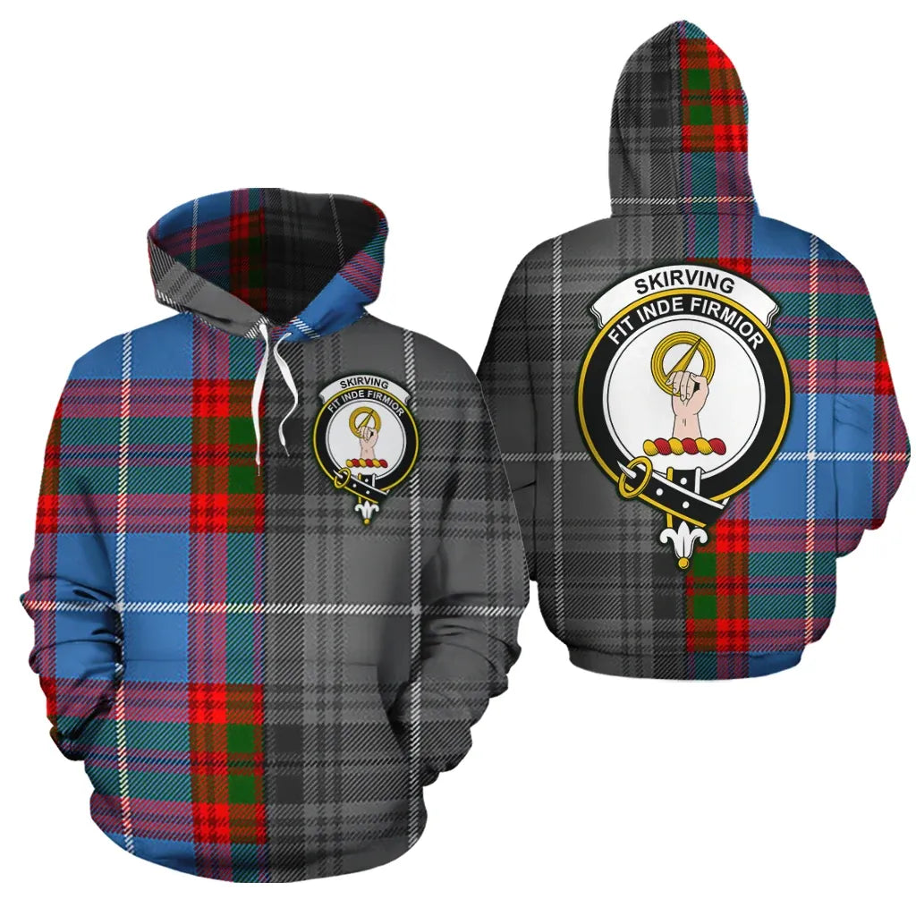 Printivon Skirving Clan Half Of Me New Version Crest Tartan Hoodie