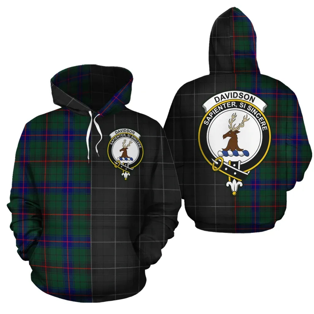 Printivon Davidson Modern Clan Half Of Me New Version Crest Tartan Hoodie