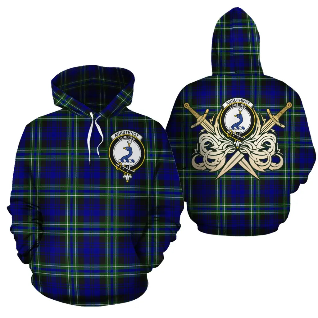 Printivon Arbuthnot Modern Clan Crest Tartan Scottish Gold Thistle Hoodie