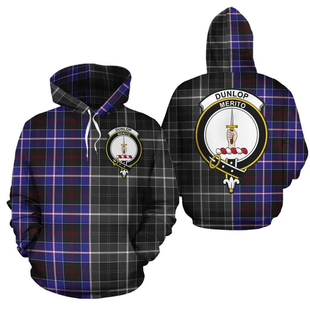 Printivon Dunlop Modern Clan Half Of Me New Version Crest Tartan Hoodie