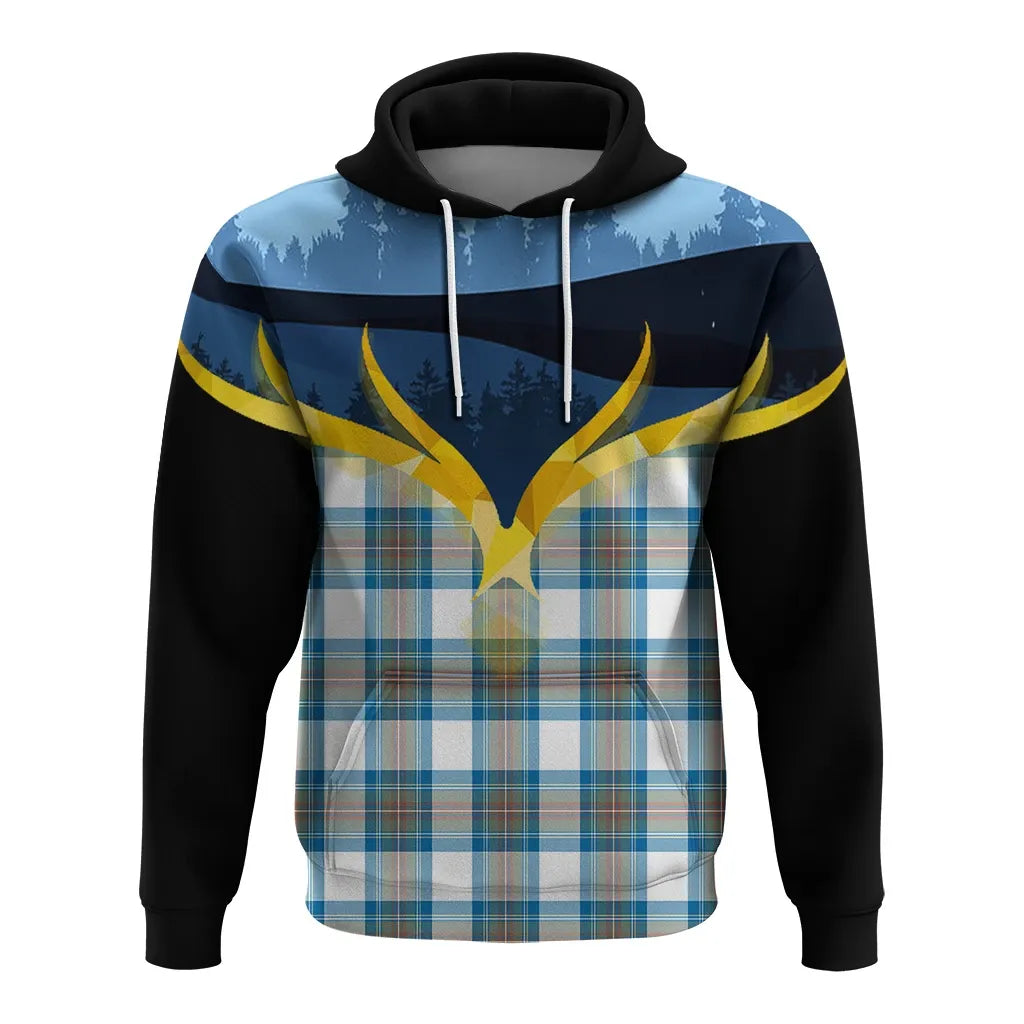 Printivon Stewart Muted Blue Clan Night Of Deer Hoodie
