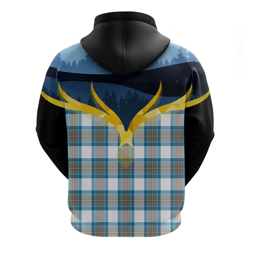Printivon Stewart Muted Blue Clan Night Of Deer Hoodie