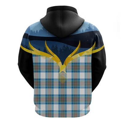 Printivon Stewart Muted Blue Clan Night Of Deer Hoodie