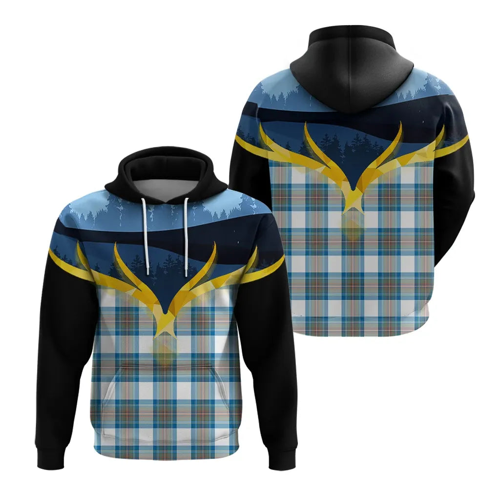 Printivon Stewart Muted Blue Clan Night Of Deer Hoodie