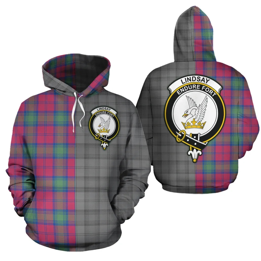 Printivon Lindsay Ancient Clan Half Of Me New Version Crest Tartan Hoodie