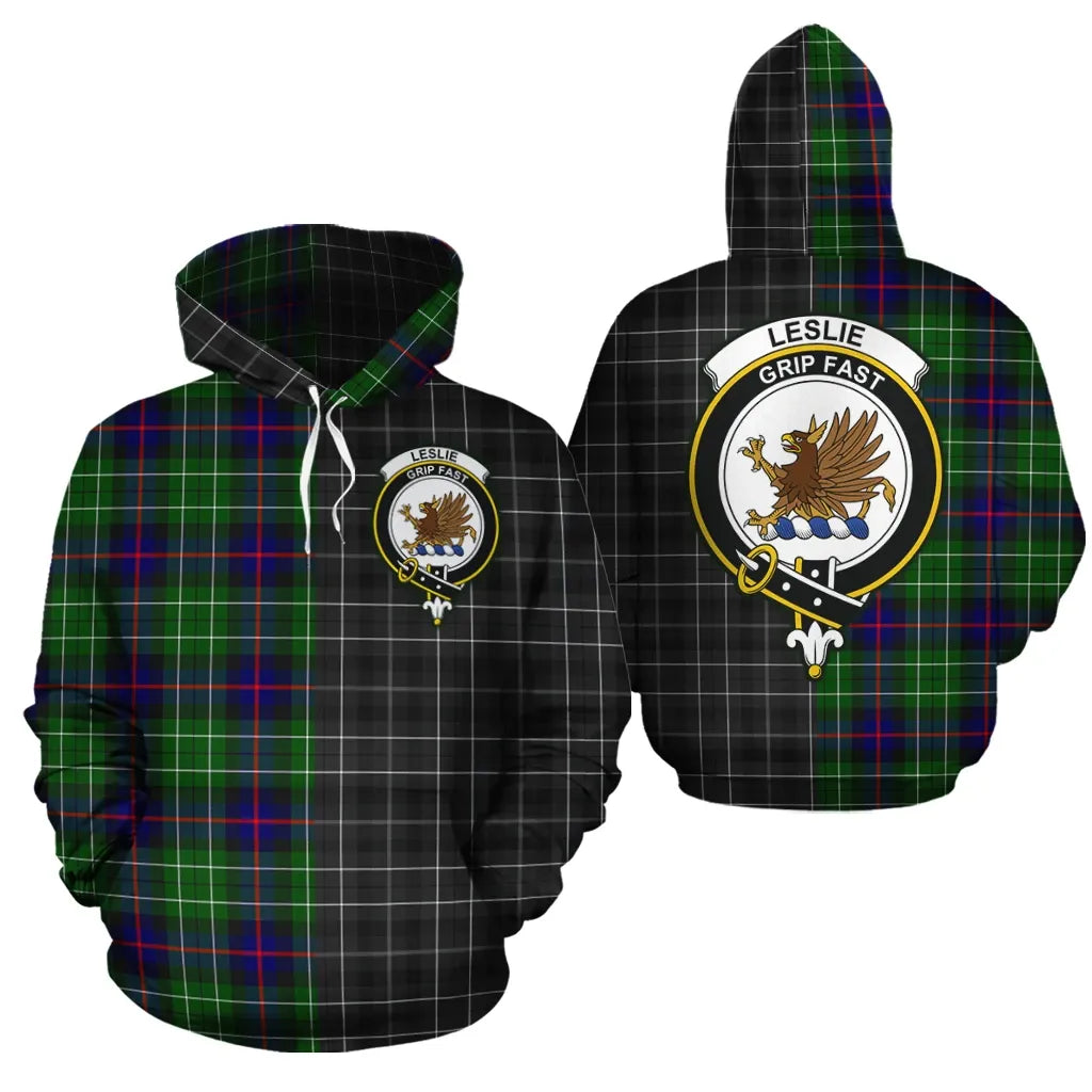 Printivon Leslie Hunting Clan Half Of Me New Version Crest Tartan Hoodie