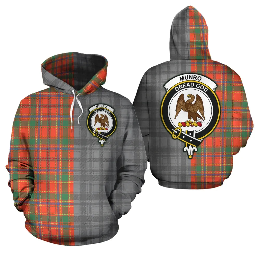 Printivon Munro Ancient Clan Half Of Me New Version Crest Tartan Hoodie