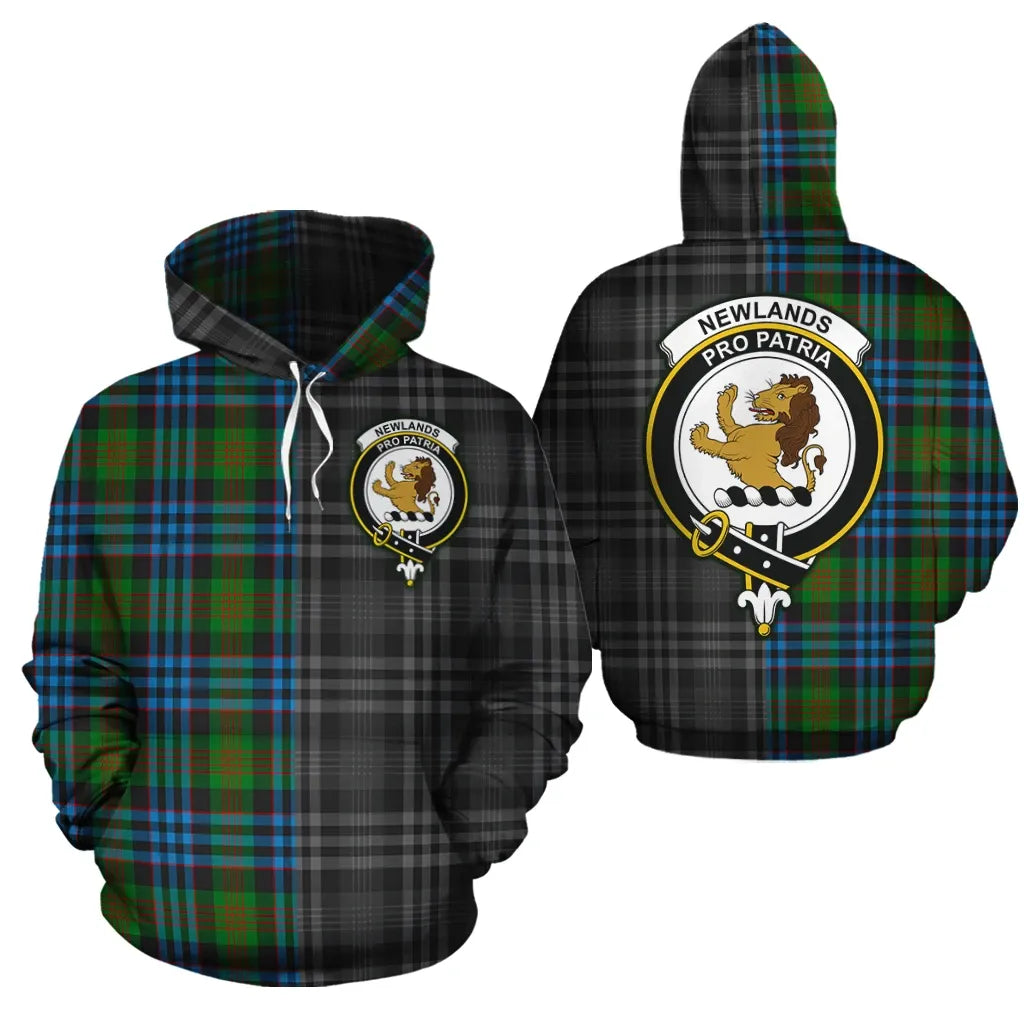 Printivon Newlands Of Lauriston Clan Half Of Me New Version Crest Tartan Hoodie