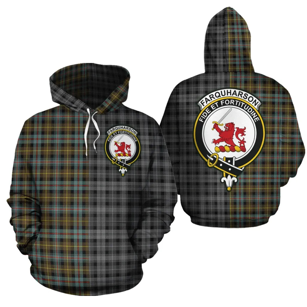 Printivon Farquharson Weathered Clan Half Of Me New Version Crest Tartan Hoodie