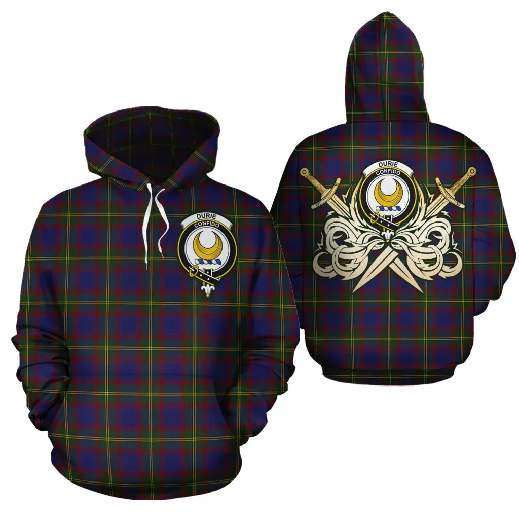 Printivon Durie Clan Crest Tartan Scottish Gold Thistle Hoodie