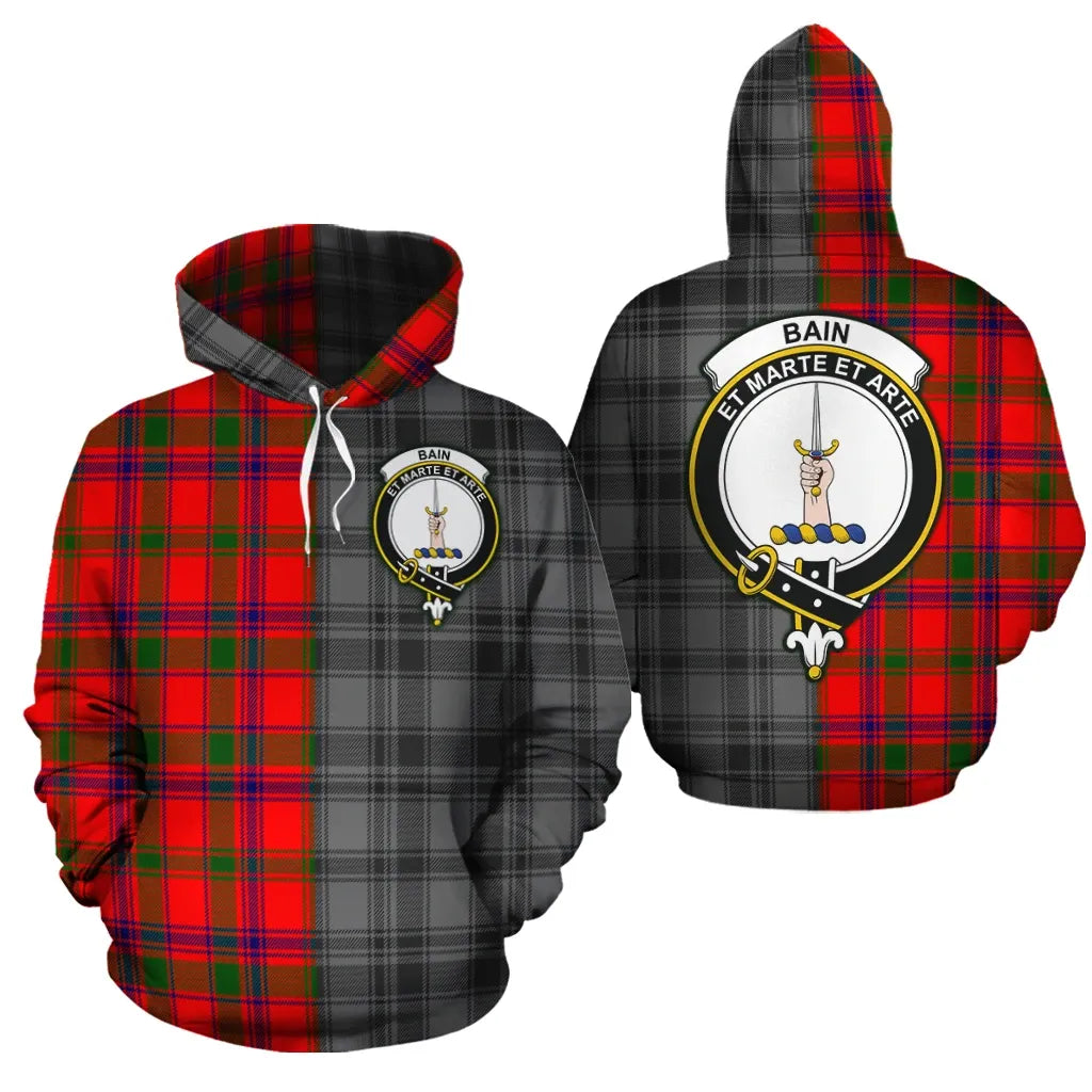 Printivon Bain Clan Half Of Me New Version Crest Tartan Hoodie