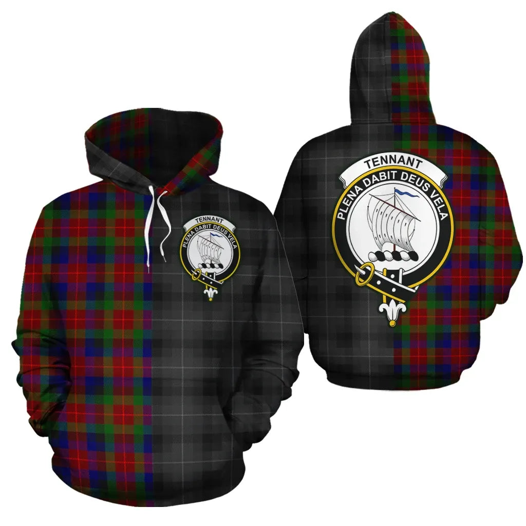 Printivon Tennant Clan Half Of Me New Version Crest Tartan Hoodie