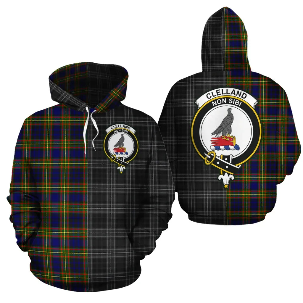 Printivon Clelland Modern Clan Half Of Me New Version Crest Tartan Hoodie