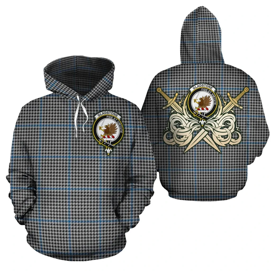 Printivon Gladstone Clan Crest Tartan Scottish Gold Thistle Hoodie