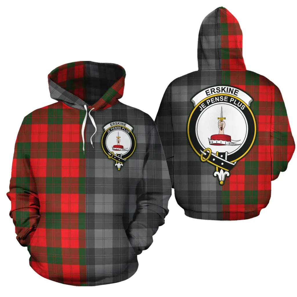 Printivon Erskine Modern Clan Half Of Me New Version Crest Tartan Hoodie