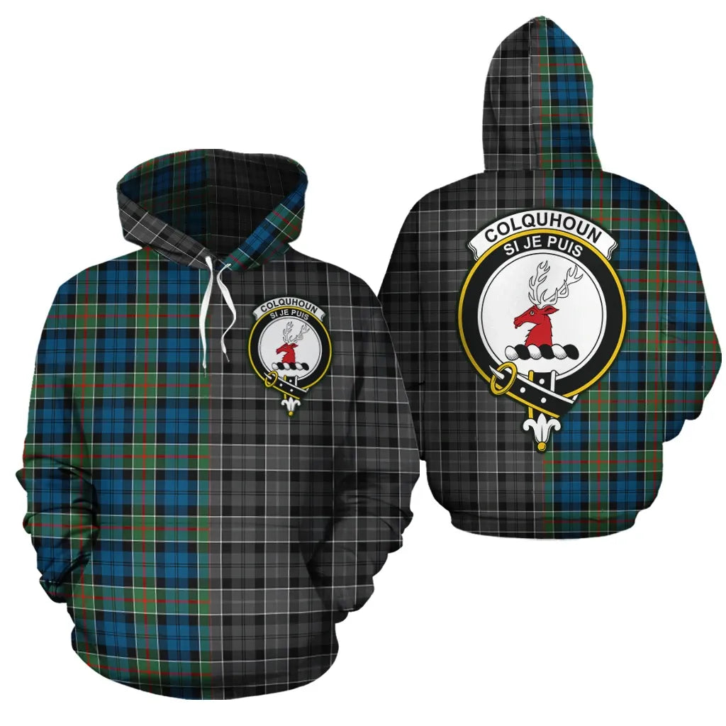 Printivon Colquhoun Ancient Clan Half Of Me New Version Crest Tartan Hoodie