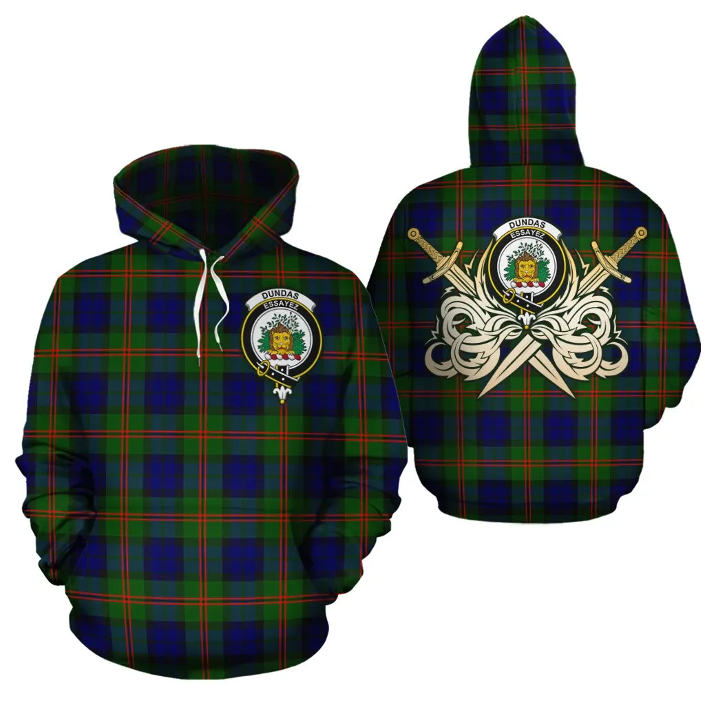 Printivon Dundas Modern 02 Clan Crest Tartan Scottish Gold Thistle Hoodie
