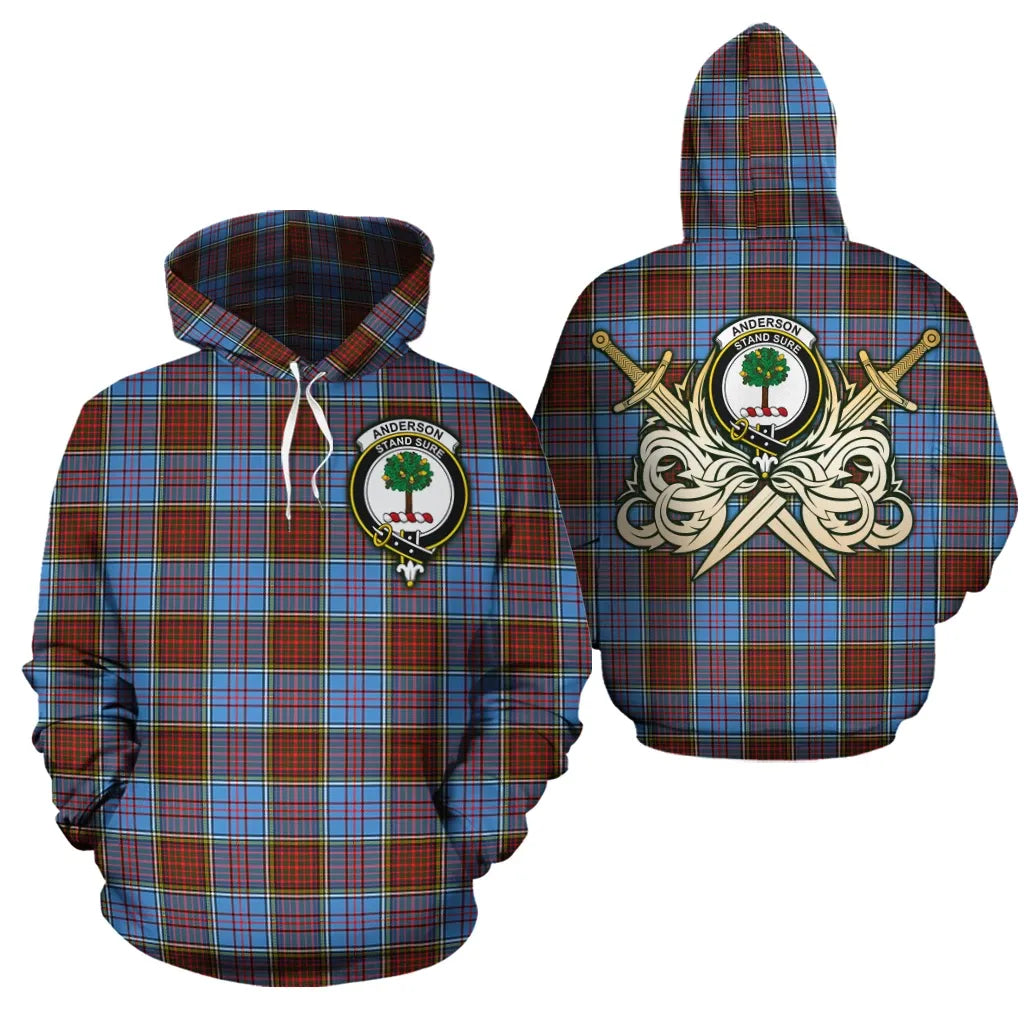 Printivon Anderson Modern Clan Crest Tartan Scottish Gold Thistle Hoodie