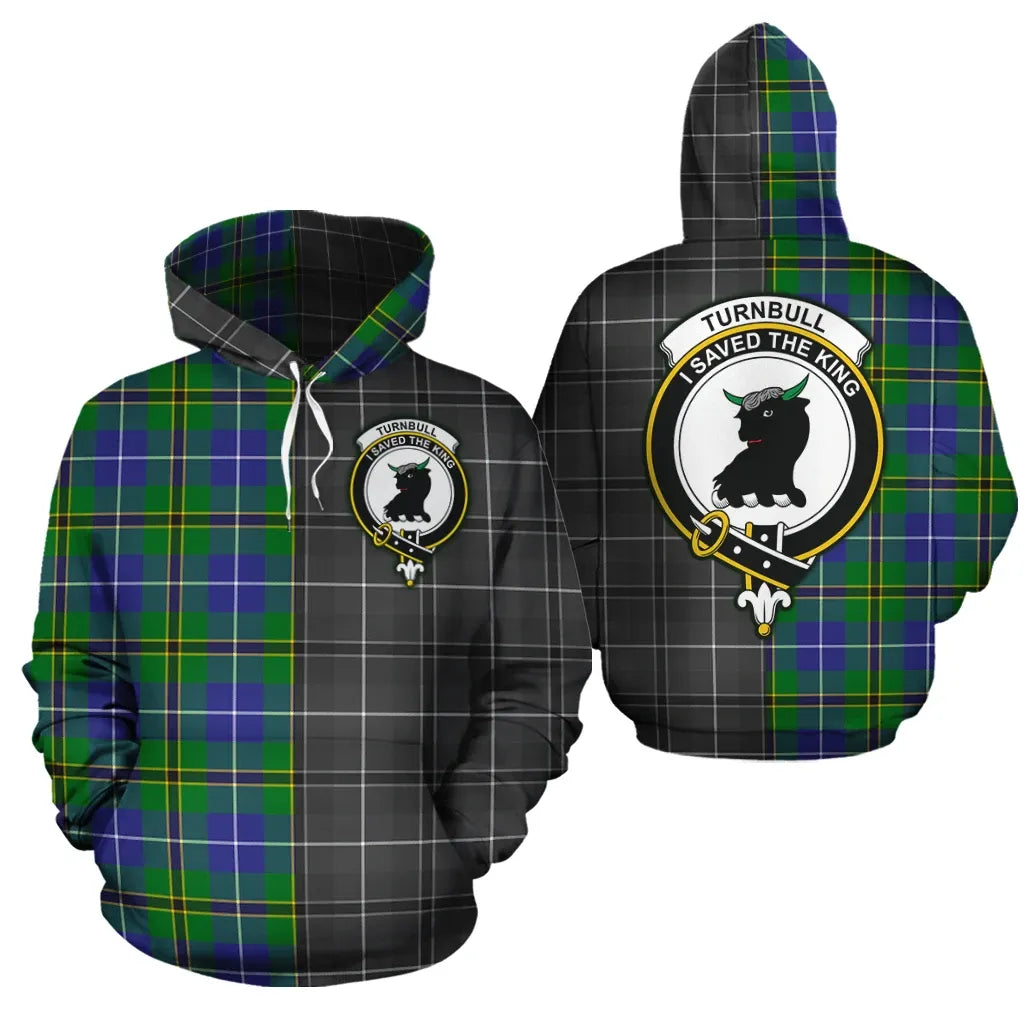 Printivon Turnbull Hunting Clan Half Of Me New Version Crest Tartan Hoodie