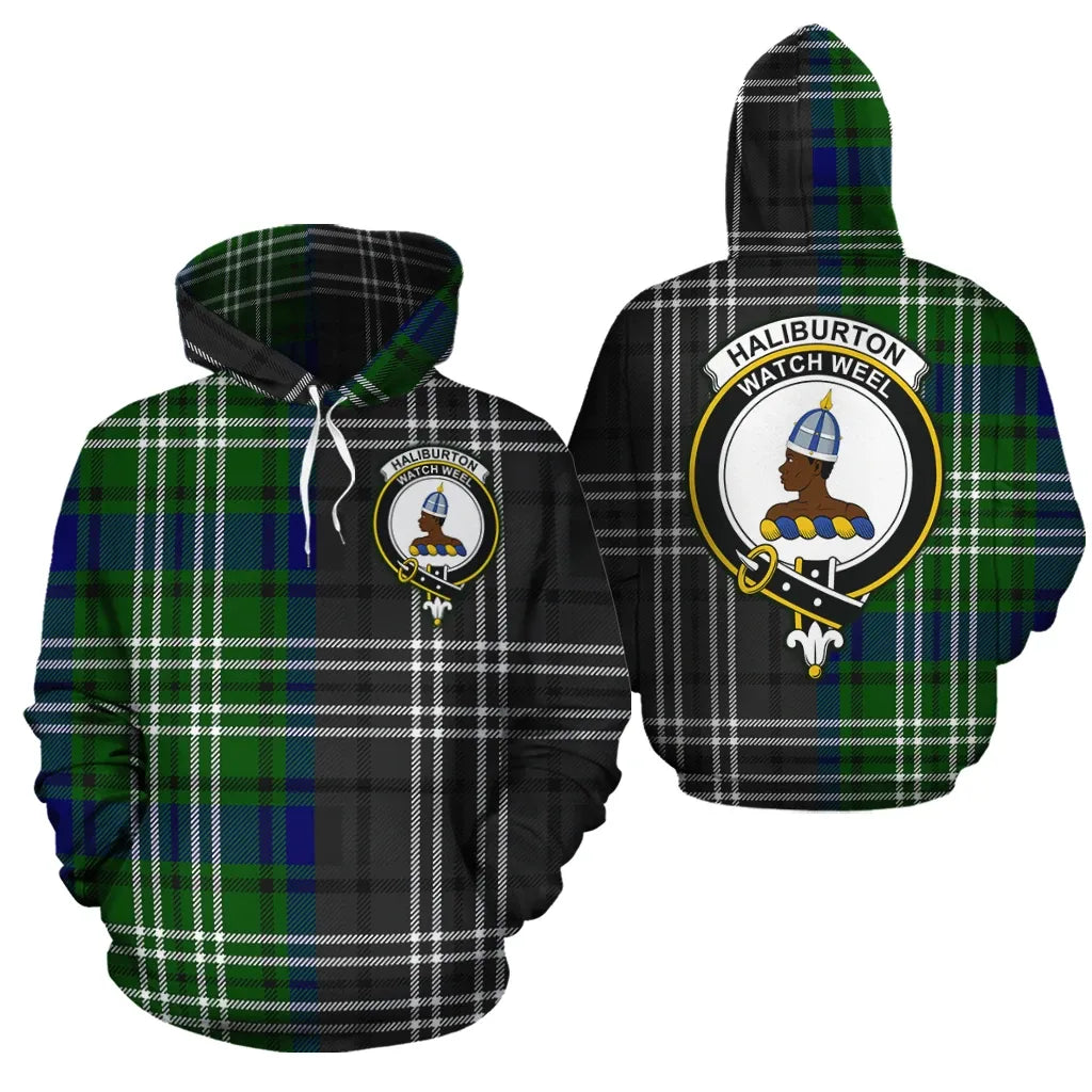 Printivon Haliburton Clan Half Of Me New Version Crest Tartan Hoodie