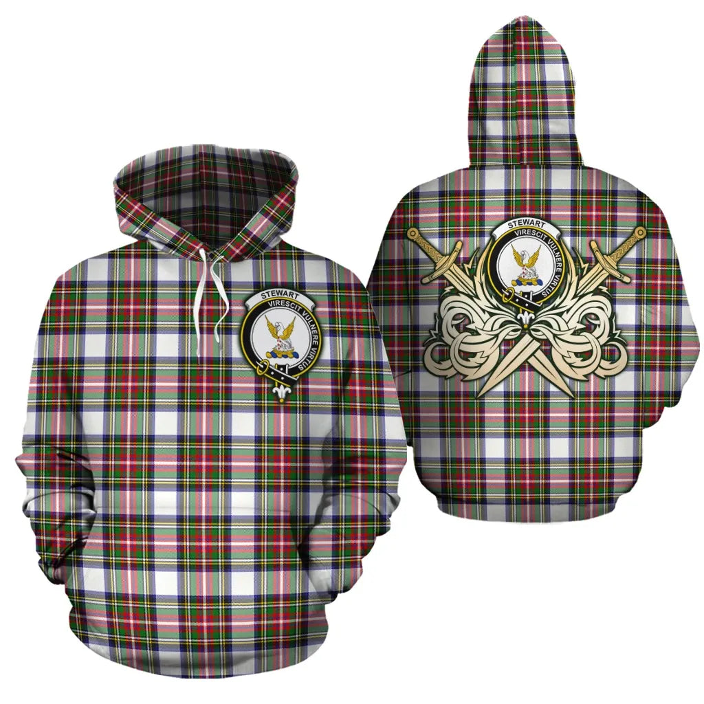 Printivon Stewart Dress Modern Clan Crest Tartan Scottish Gold Thistle Hoodie