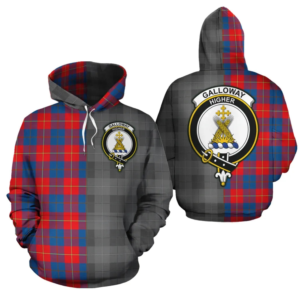 Printivon Galloway Red Clan Half Of Me New Version Crest Tartan Hoodie