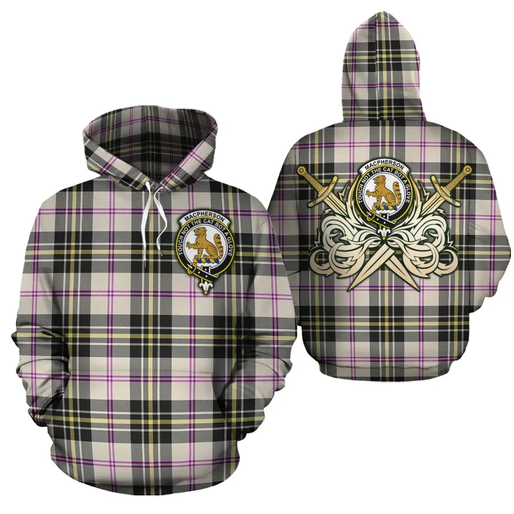 Printivon Macpherson Dress Ancient Clan Crest Tartan Scottish Gold Thistle Hoodie
