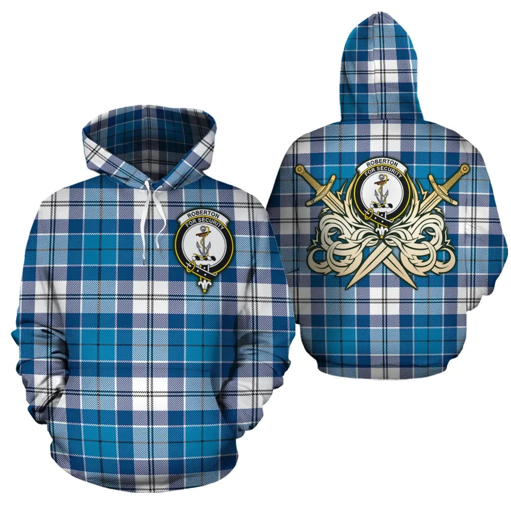 Printivon Roberton Clan Crest Tartan Scottish Gold Thistle Hoodie