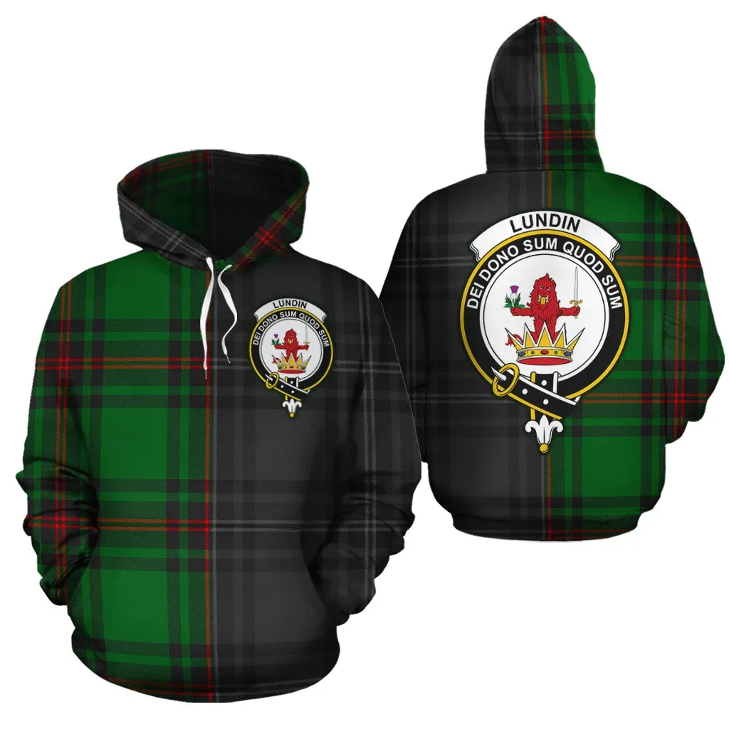 Printivon Lundin Clan Half Of Me New Version Crest Tartan Hoodie