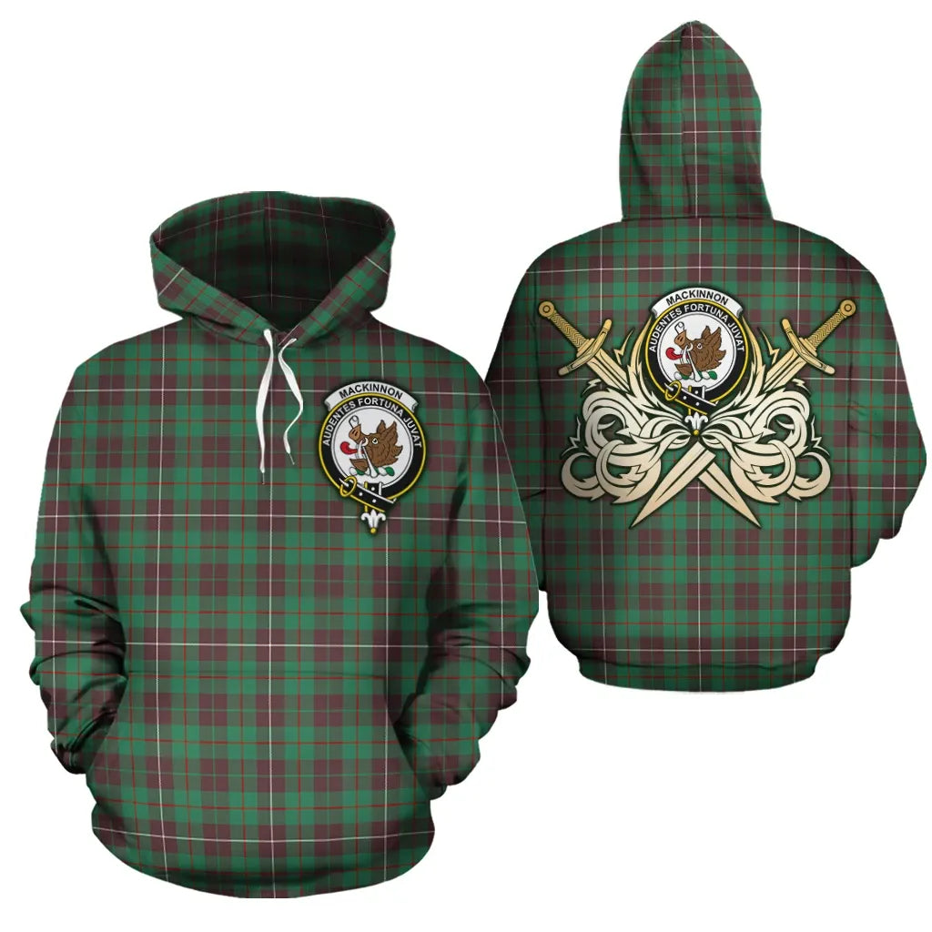 Printivon Mackinnon Hunting Ancient Clan Crest Tartan Scottish Gold Thistle Hoodie